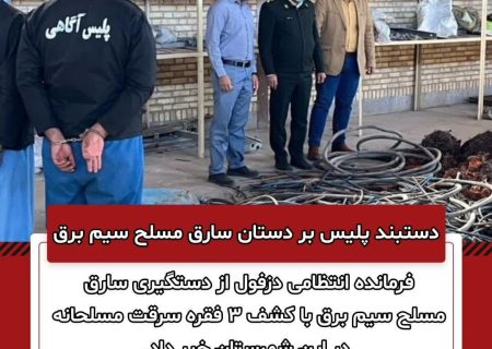 دستبند پلیس بر دستان سارق مسلح سیم برق